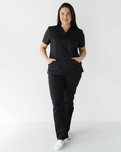 Медицинский костюм женский Топаз черный +SIZE